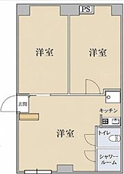 サンハイム駒込 2DKの間取図画像