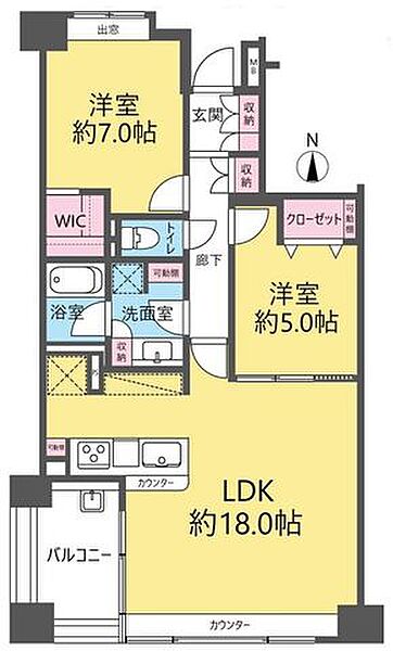 18帖のLDKは窮屈さを感じない広さ。各所に収納を設けており、荷物もすっきり片付きます！