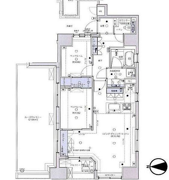 角部屋につき明るく風通しの良い室内。各所に収納を設けており荷物が多い方も安心です。