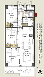 ガーデンプラザ柴又弐番館 2SLDKの間取図画像