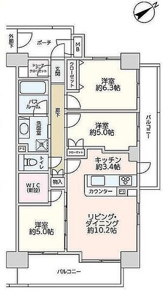 会話をしながらお料理が楽しめる人気の対面式キッチン。各所に収納を設けており荷物が多い方も安心です。