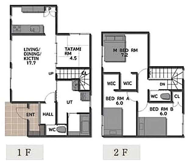 ゆとりのある4LDK。各居室収納付きで部屋割りには困りません。