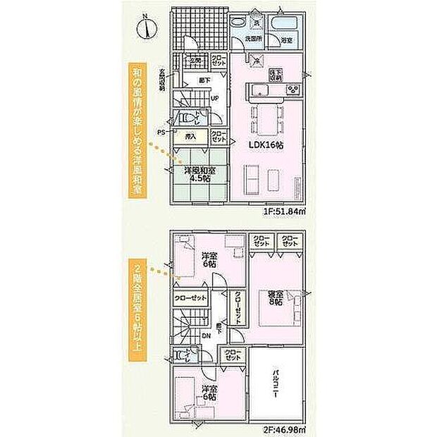 南向きの4LDK。お部屋割りに困らない全居室収納付きです。