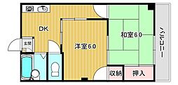阪谷門ビル 2DKの間取図画像