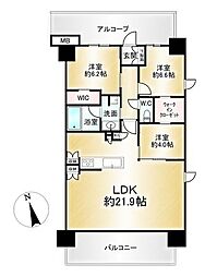 ウエリス豊中三国 3LDKの間取り