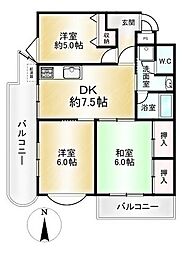 グリーンエクセル刀根山 3DKの間取図画像