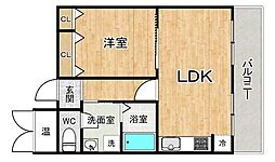 サンマンション江坂 1LDKの間取り