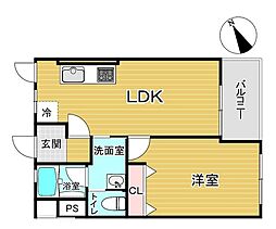 南千里第2コーポラスA棟 1LDKの間取図画像