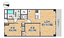 吹田ハイツ 2LDKの間取図画像