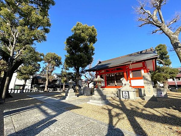 洲到止八幡宮 430m