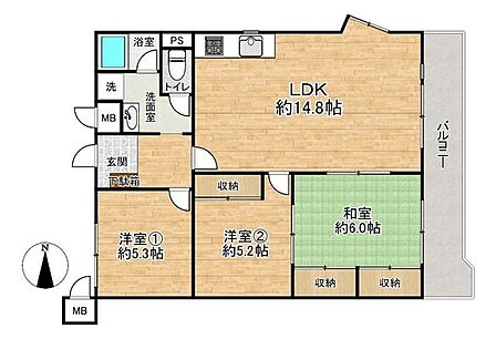 ■3LDK■専有面積73.32m2■バルコニー面積10.42m2
