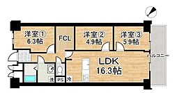コンドミニアム千里中央 3LDKの間取図画像