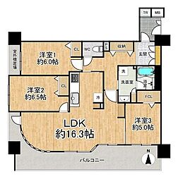 ユニ・アルス服部プレジオ 3LDKの間取図画像