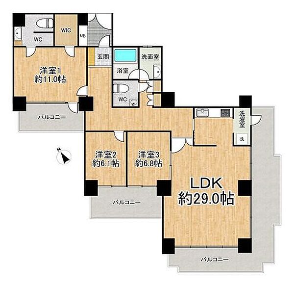 ◆3LDK◆専有面積133.97m2◆バルコニー面積45.20m2