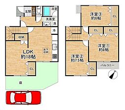 府公社山田西A団地A-2棟 3LDKの間取図画像