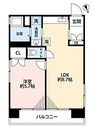 パラスト自由ケ丘 1LDKの間取図画像
