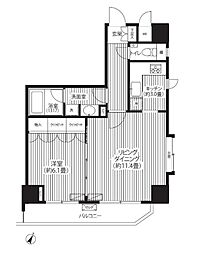 グランハイツ代々木 9階1LDKの間取り