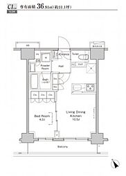 プラウドフラット渋谷富ヶ谷 7階1LDKの間取り