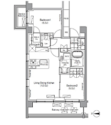 プレジリア代々木大山町EAST 2LDKの間取図画像