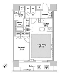 ソアラノーム大岡山 1LDKの間取図画像
