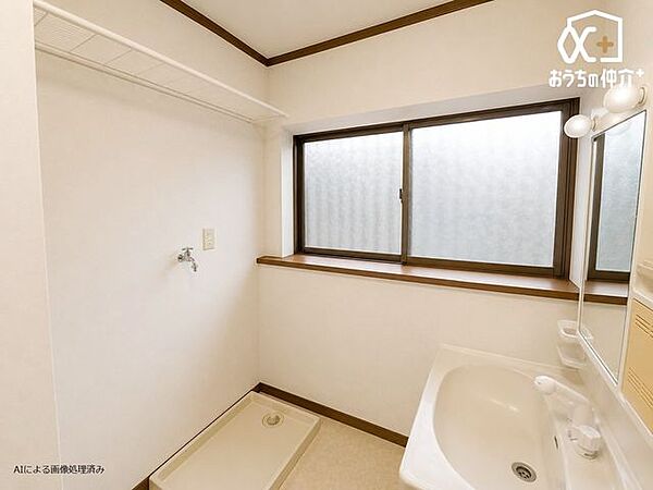 洗面室（AIによる画像処理済み）※こちらお写真は、実際のお部屋を【AI加工】による《家具配置》を施したものになります。■イメージ画像のため、実際のお部屋とは異なる部分がございます。