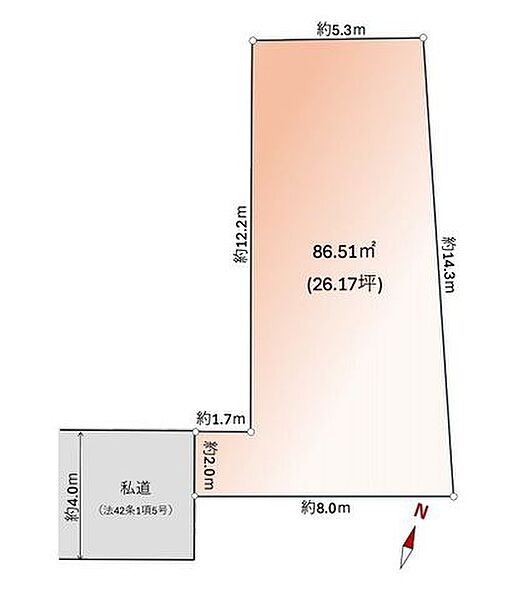 建築条件なし　約26坪　ほぼ整形地