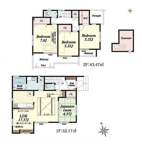 参考プラン例　1、600万円（税込み予定価格）建物面積95.64m2（28.92坪）