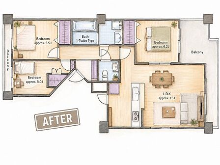 ~House Layout~全居室フローリングであることで、使い方が拡がります。収納スペースや家具の配置が自由に。和室が不要な方にお勧めの間取りです。