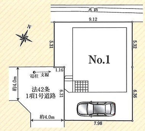 【区画図】カースペース1台分。一戸建てが多く、長閑で閑静な住宅街。ゆったりと過ごしたい方にオススメな環境です！