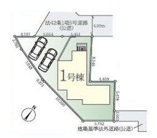 【区画図】カースペース2台分。一戸建てが多く、長閑で閑静な住宅街。ゆったりと過ごしたい方にオススメな環境です！