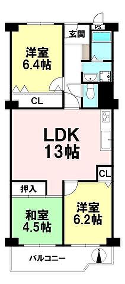 LDKが真ん中に位置する間取りで、家族のコミュニケーションが増えそうです♪最上階南向きで日当たり・通風良好♪