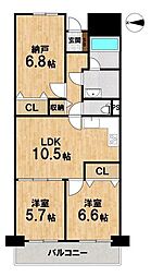 ライオンズマンション高槻 2SLDKの間取図画像