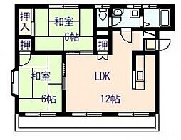 シティーハウスかぁむ 2LDKの間取図画像