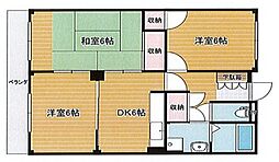 アビタシオン京殿 3DKの間取図画像