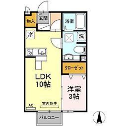 モナリエ2 1LDKの間取図画像