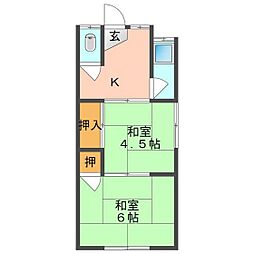 ことぶき荘A 2Kの間取図画像