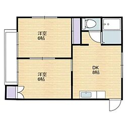 アーク2 2DKの間取図画像