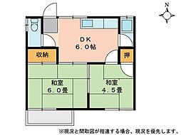 吉村コーポ 2DKの間取図画像