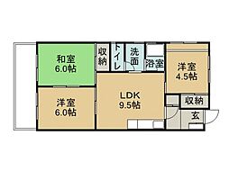 雄町ビル 3LDKの間取図画像