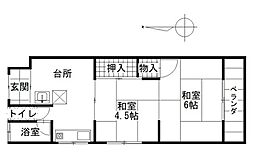 佐々木アパート2号棟 2Kの間取図画像