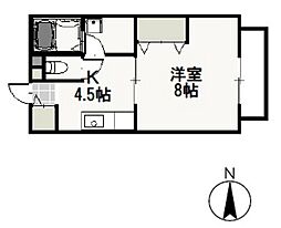 ウヴリール 1Kの間取図画像