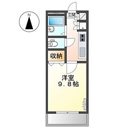 エトワールハイツ 1Kの間取図画像