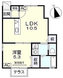 arancia青江B 1LDKの間取図画像