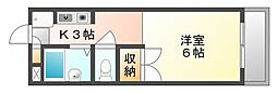 ピアサンライズA 1Kの間取図画像