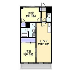 グランデュール東古松 2LDKの間取図画像