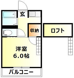 リトルハイム花尻五七号館 1Kの間取図画像