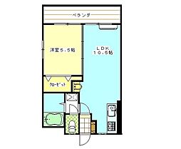 西川コーポ 1LDKの間取図画像