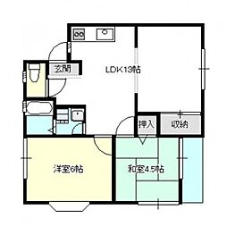 レティシア関1 2LDKの間取図画像