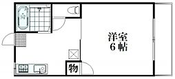 コーポ本水 1Kの間取図画像