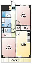 ハイデンスホンダ 2DKの間取図画像